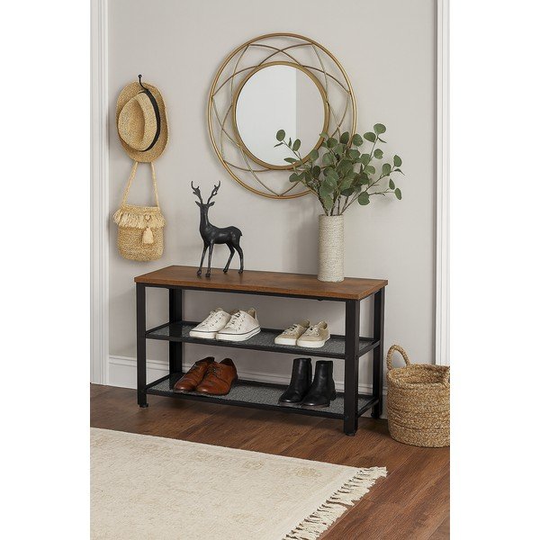 Черна стоманена стойка за обувки 80x45x30 cm Arne – Bonami Essentials-image-1