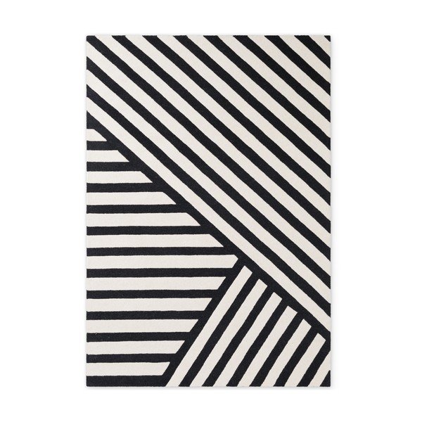 Черно-бял ръчно изработен вълнен килим 120x180 cm Stryve Noir – Elle Decoration