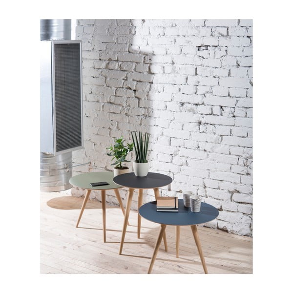 Странична маса от дъбово дърво с черен плот , ⌀ 55 cm Arp - Gazzda-image-1