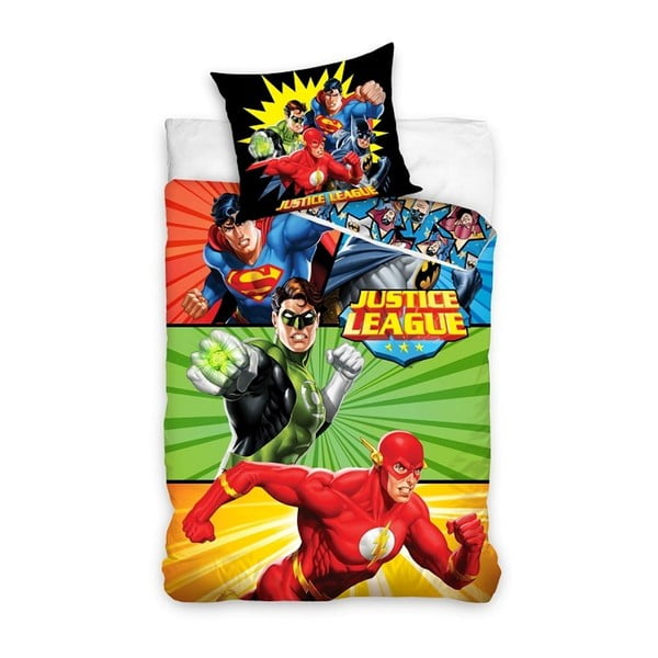 Детско памучно спално бельо за единично легло Justice League, 140 x 200 cm - CARBOTEX