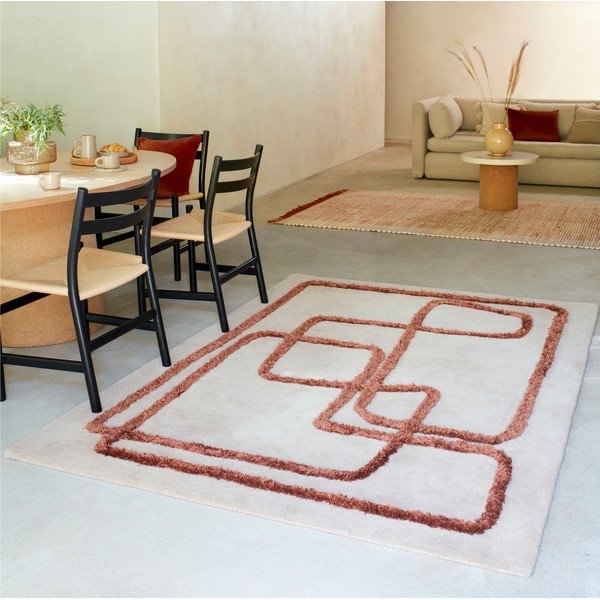 Ръчно изработен вълнен килим тухлен/кремав 160x230 cm Matrix – Asiatic Carpets-image-1