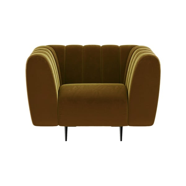 Меденожълто кадифено кресло Shel - Ghado-image-4