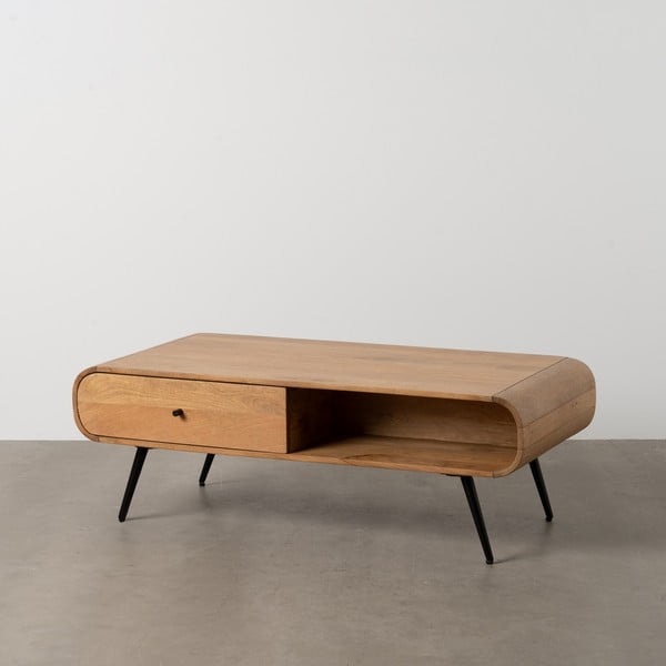 Масичка за кафе от масив от минди в естествен цвят 60x120 cm Mahón – Ixia-image-2