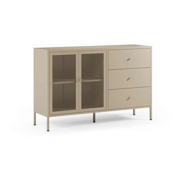 Кремав метален скрин 140x90x40 cm Fayna – Marckeric-image-4