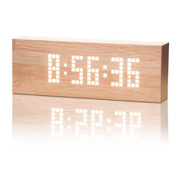 Светлокафяв будилник с бял LED дисплей Message Click Clock - Gingko