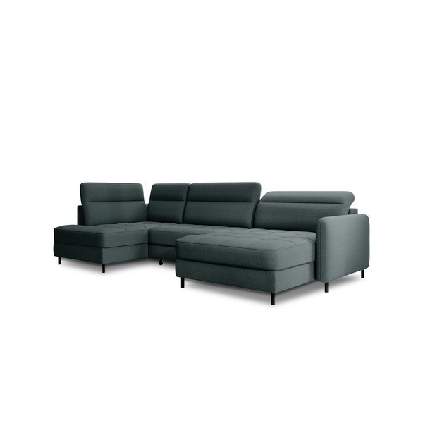 Зелен кадифен разтегателен ъглов диван с място за съхранение (ляв ъгъл U форма) Berrto – ELTAP-image-2