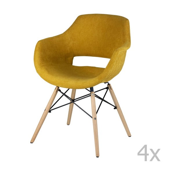 Комплект от 4 жълти трапезни стола Nadine - sømcasa