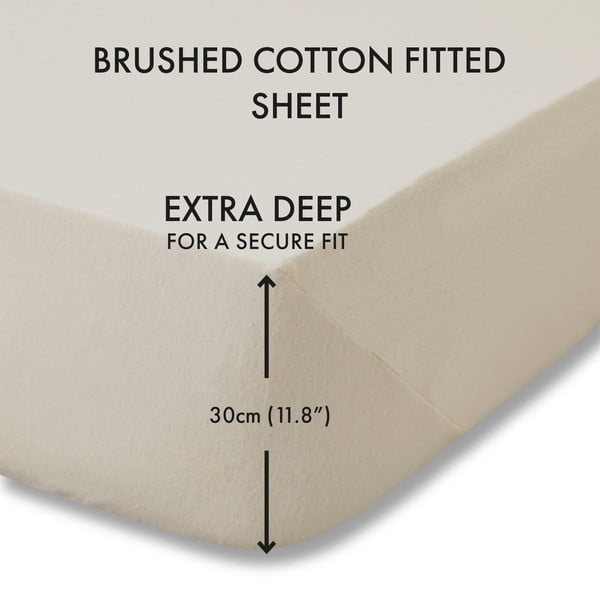 Бежов памучен чаршаф 90x190 cm - Catherine Lansfield-image-3