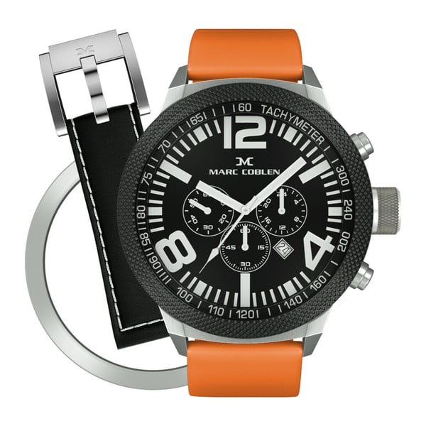Pánské hodinky Marc Coblen s páskem a kroužkem navíc P56