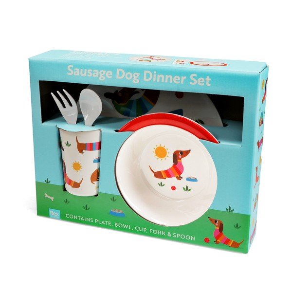Детски комплект от за хранене 5 бр. Sunny Sausage Dog – Rex London-image-2