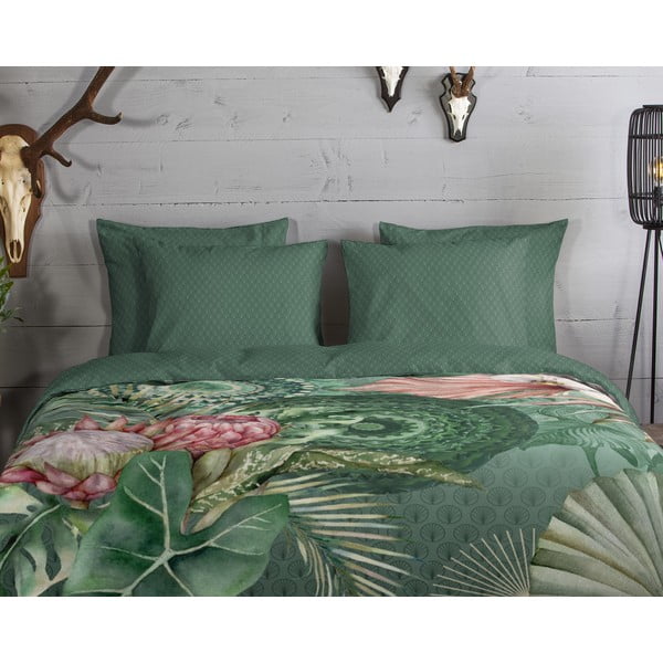 Зелено фланелено спално бельо за единично легло 140x200 cm - HIP-image-2