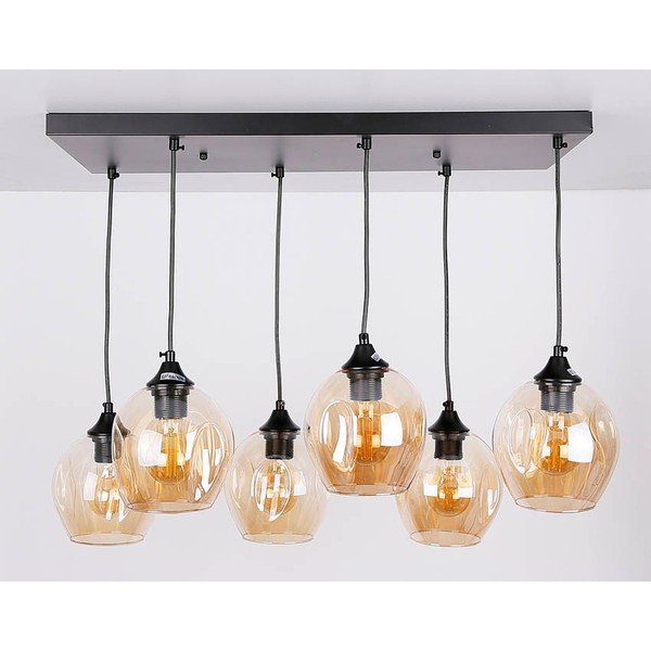Черна висяща лампа със стъклен абажур 33x67 cm Aspa - Candellux Lighting-image-4