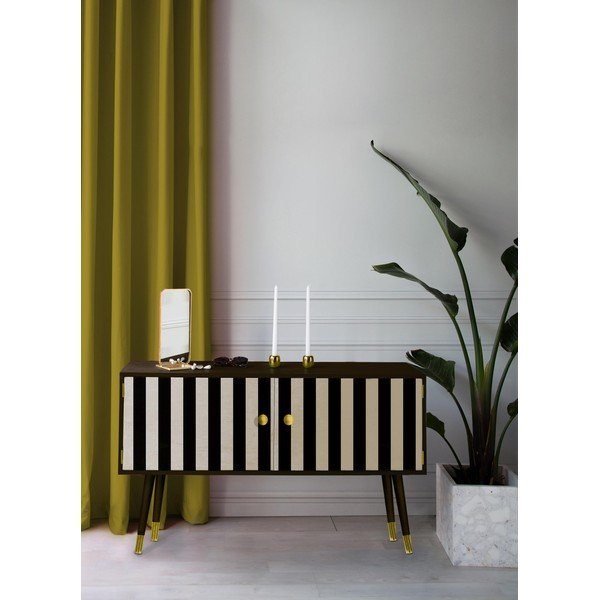 Скрин от масивна борова дървесина Au Cafe Golden Black Strips - Velvet Atelier-image-1