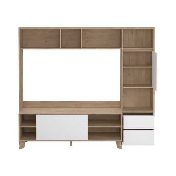 TV комплект от дъбов декор в бял и естествен цвят 209x183x48 cm Next – Tvilum-image-4