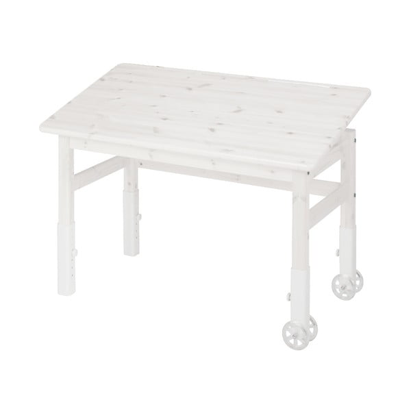 Бяло бюро от борова дървесина с накланящ се плот Елегантно - Flexa