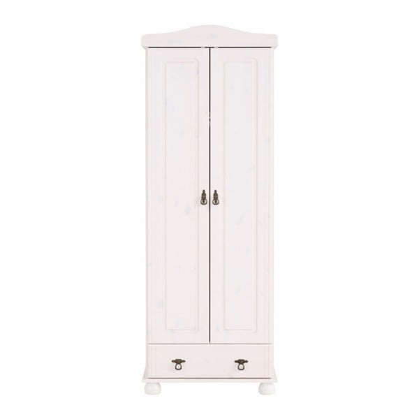 Bílá dvoudveřová šatní skříň z masivního borovicového dřeva Støraa Fiona