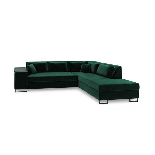 Зелен кадифен ъглов разтегателен диван , десен ъгъл York - Cosmopolitan Design