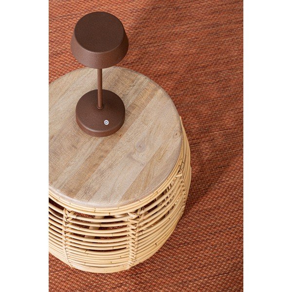 Кафява метална LED затъмняваща се/с безжично зарядно настолна лампа с пластмасов абажур (височина 33 cm) Esprit – Bizzotto-image-1