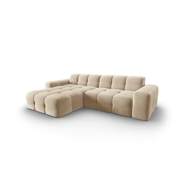 Бежов ъглов диван от кадифе (ляв ъгъл) Kendal - Micadoni Home-image-3