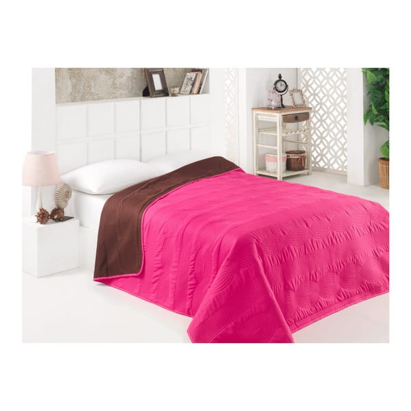 Розово-кафява двустранна покривка за легло от микрофибър, 200 x 220 cm - Kate Louise