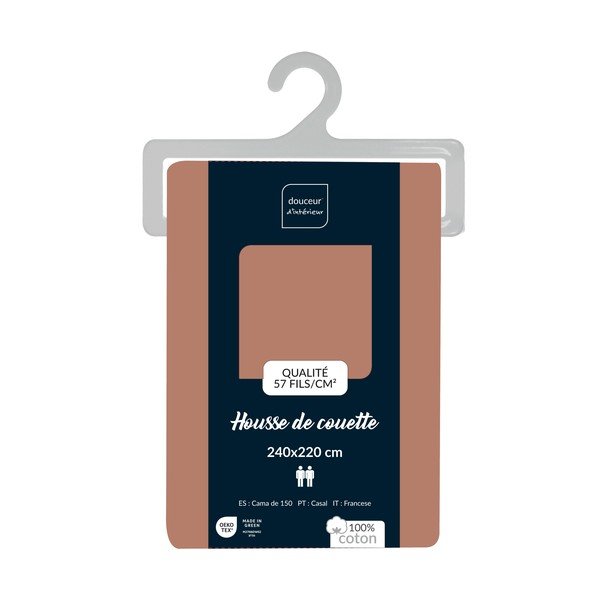 Двойна/удължена памучна олекотена завивка в цвят сьомга 240x220 cm Lina – douceur d'intérieur-image-2