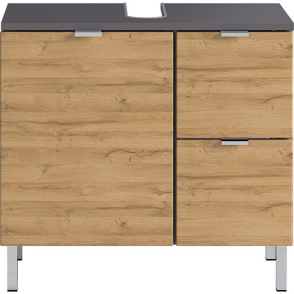 Сив шкаф под умивалника в дъб 60x56 cm Mauresa - Germania-image-2