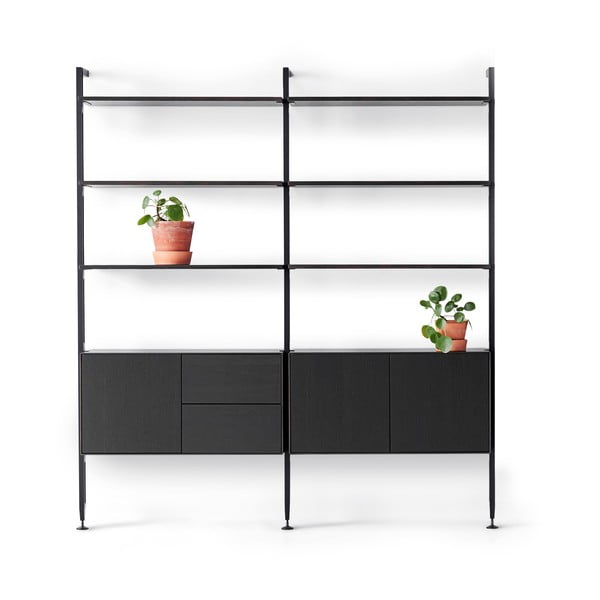 Черна етажерка за книги в дъбов декор 98x210 cm Edge by Hammel - Hammel Furniture