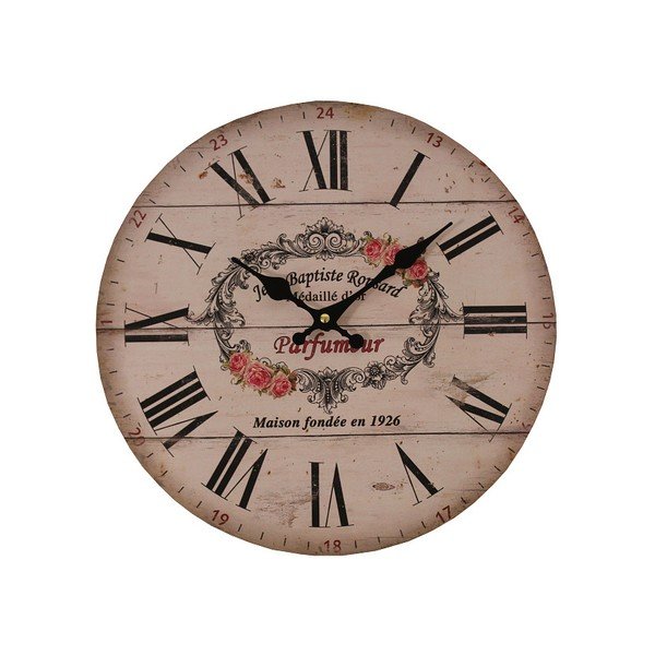 Růžové hodiny Antic Line Parfumer, ⌀ 34 cm