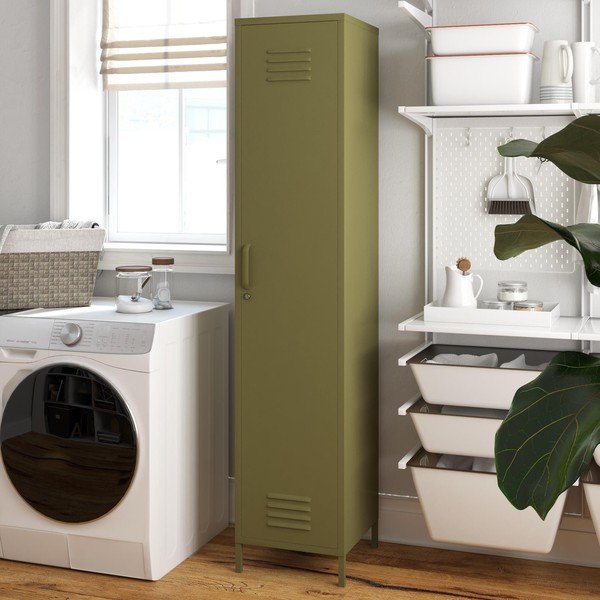 Зелено метално шкафче 37x182 cm Bradford – Støraa-image-4