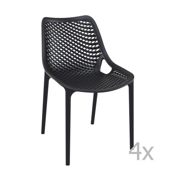 Комплект от 4 черни градински стола Grid Simple - Resol
