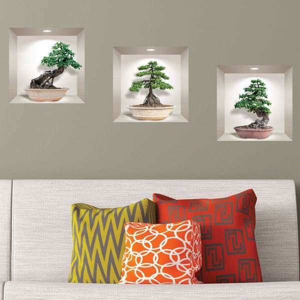 Комплект от 3 3D стикера за стена Ginseng Bonsai - Ambiance-image-1