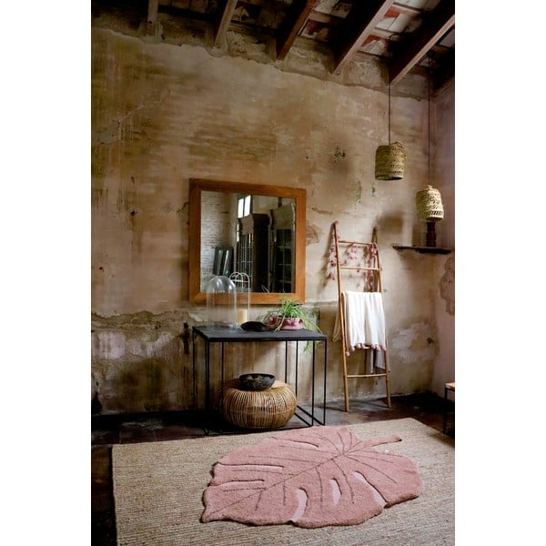 Розов ръчно изработен памучен детски килим подходящ за пране 120x180 cm Monstera Vintage Nude – Lorena Canals-image-3