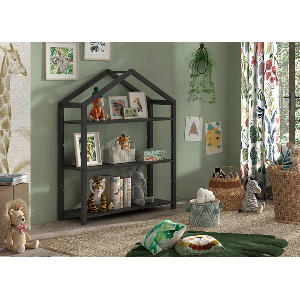 Антрацитна детска библиотека от масивен бор 111x141x40 cm Dallas – Vipack-image-1