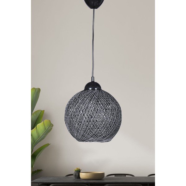 Черно и сиво висящо осветително тяло с текстилен абажур ø 22 cm – Opviq lights-image-1
