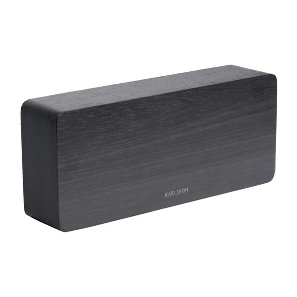 Черен будилник в дървен декор , 21 x 9 cm Tube - Karlsson-image-2