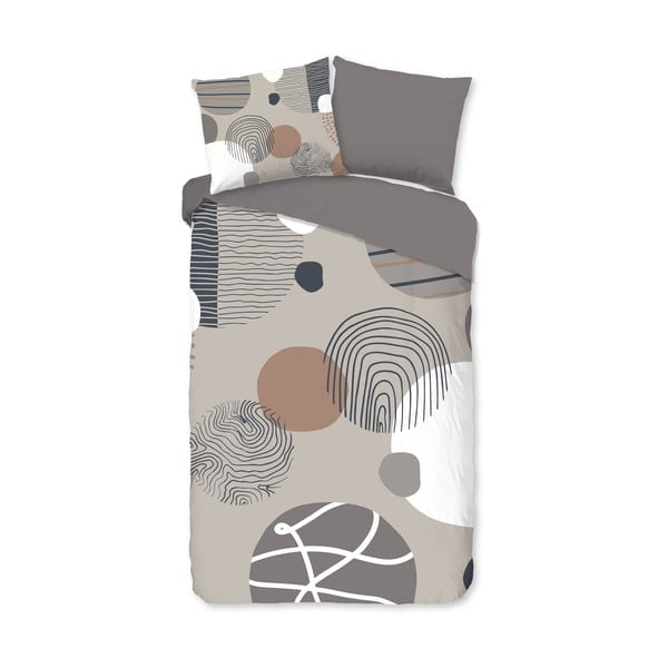 Сиво единично удължено памучно спално бельо 140x220 cm Hendrik – Good Morning