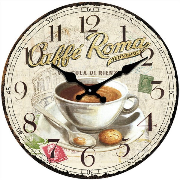 Стъклен часовник Caffé Roma, 34 cm - Postershop