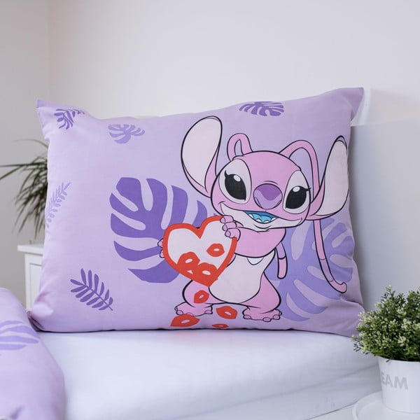 Лилаво единично  памучно детско спално бельо 140x200 cm Lilo and Stitch "Kiss" – Jerry Fabrics-image-3