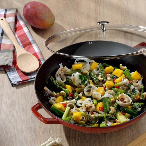 Червен чугунен тиган WOK , ø 36 cm Calido - Kela-image-1