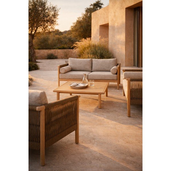 Сиво-бежов тапициран градински комплект за отдих за 3 души Oasis – Dutchbone-image-1