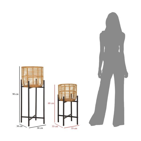 Комплект от 2 стойки за саксии от ратан, височина 90 cm - Mauro Ferretti-image-2