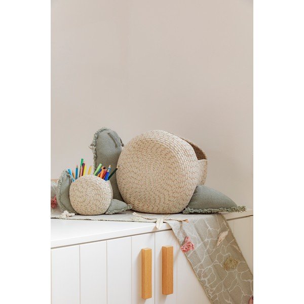 Текстилна детска кошница за играчки в кремав и светлозелен цвят 60x24x30 cm Big Snail – Lorena Canals-image-1