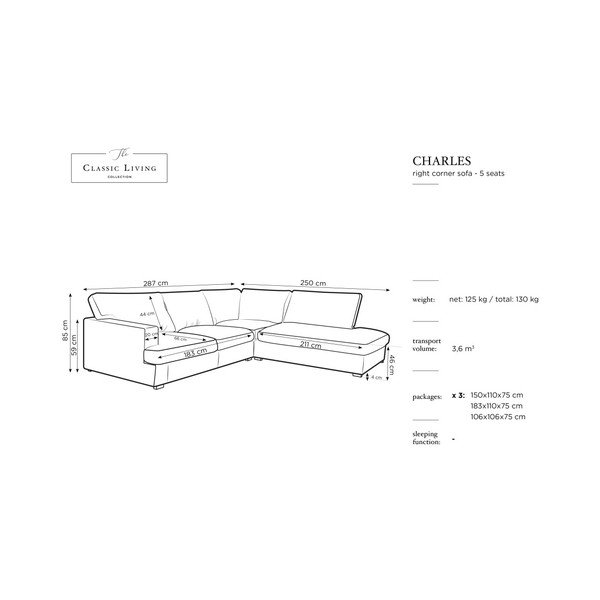 Černá rohová pohovka Windsor & Co Sofas Daphne, pravý roh-image-1