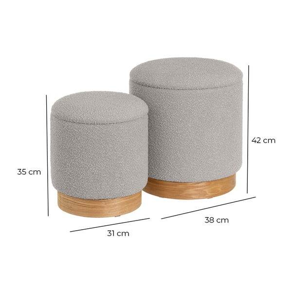 Светлосиви табуретки в комплект 2 бр. от прежда с примки от букле – Casa Selección-image-4