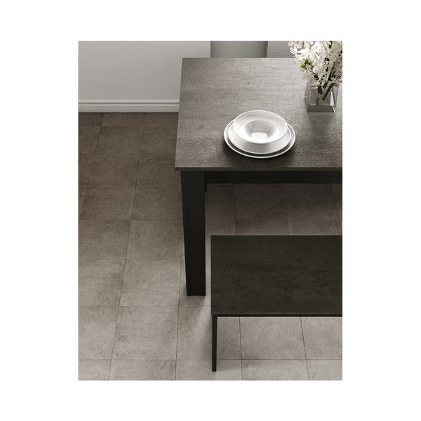 Комплект от черна маса за хранене и 2 пейки с бетонен плот Nice - TemaHome-image-4