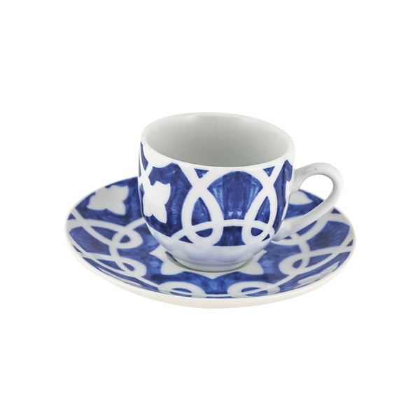 Комплект от 6 сини и бели чаши с чинийки Vietri - Villa Altachiara