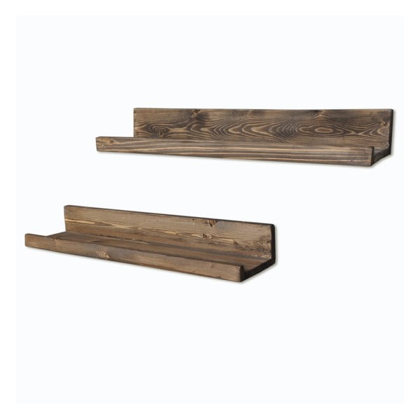 Комплект от 2 дървени стенни рафта Simple - Evila Originals
