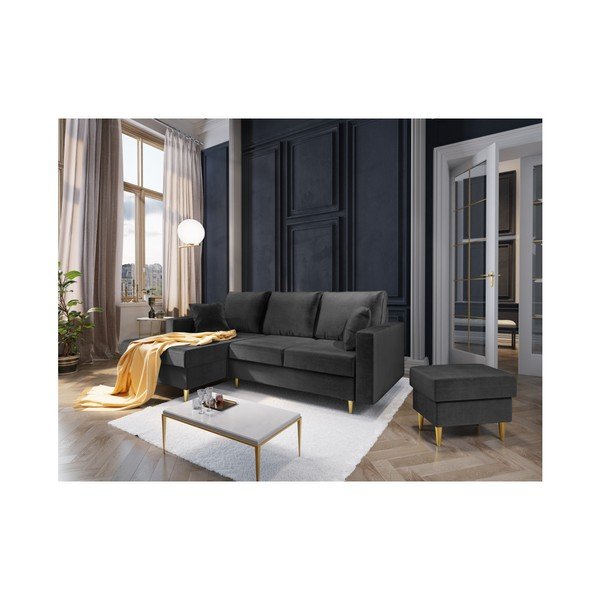 Тъмносив пуф Muguet, 60 x 45 cm - Mazzini Sofas-image-3