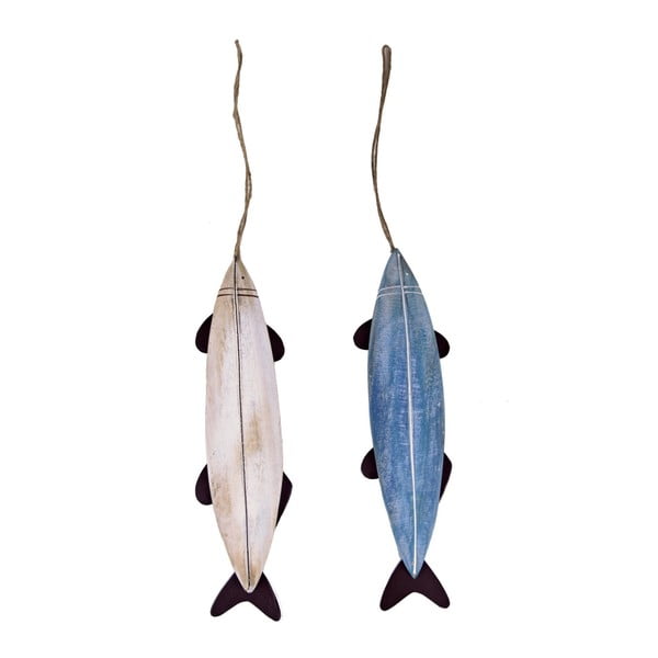 Sada 2 dřevěných závěsných dekorací Ego Dekor Fish, výška 11,5 cm