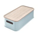Сива кутия за съхранение с дръжки и капак, изработена от дърво от пауловния, 21,3 x 43 cm Eco - iDesign